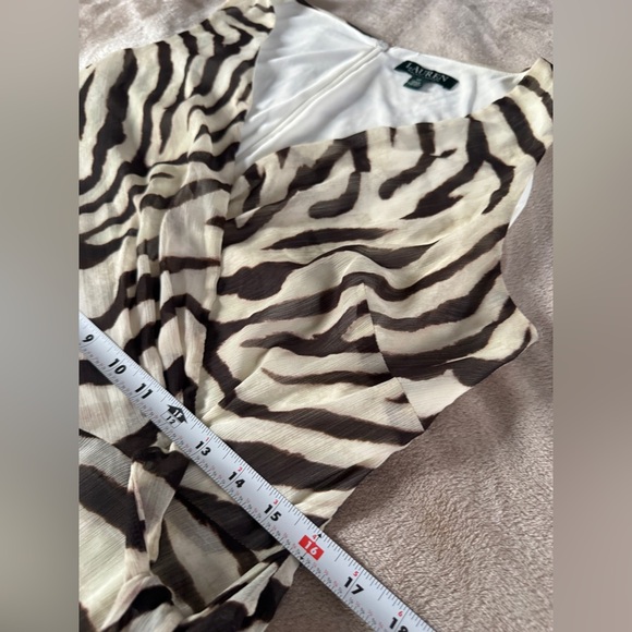 Lauren Ralph Lauren Zebra Print Wrap Midi Dress Quiet Luxury Old Money Preppy - Picture 5 of 9